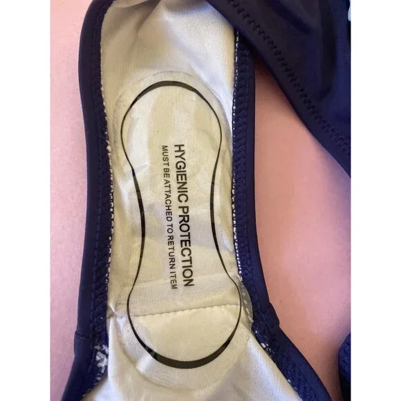 Women’s Navy & White Striped Halter One-Piece Swimsuit With Padded Cups Size S - Picture 6 of 6